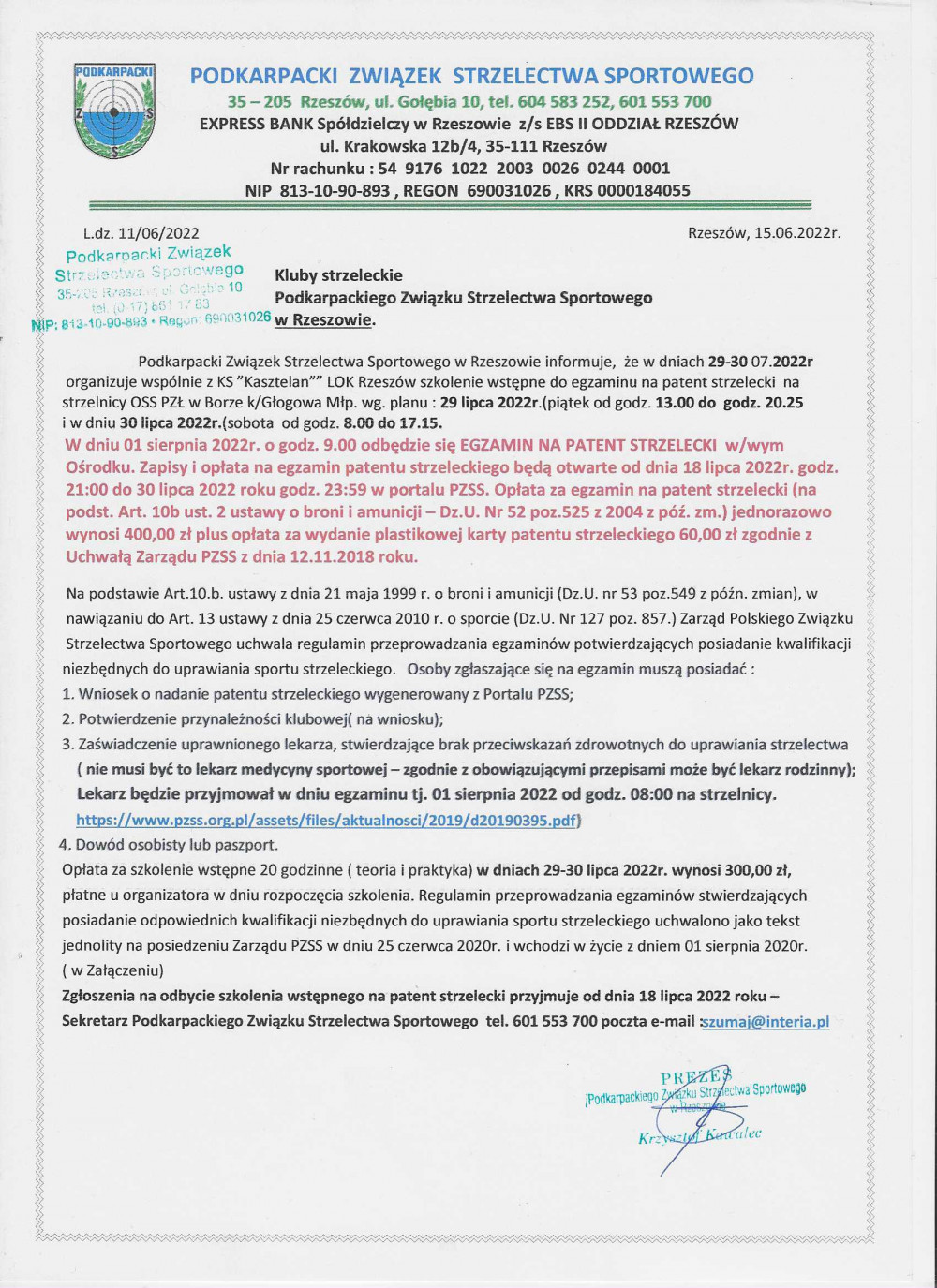 PATENT STRZELECKI